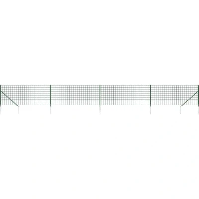 Image of vidaXL Wire Mesh Fence with Spike Anchors Green 0.8x10 m