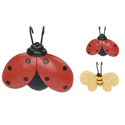 Image of Carousel Home Ladybird &amp; Butterfly Plant Pot Huggers Planter Hangers 2 Piece Garden Flower Hanging Ornaments Resin Bugs Outdoor Decorations