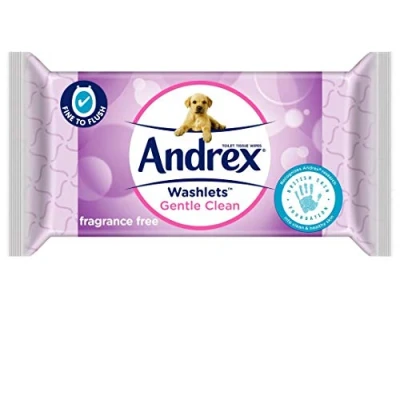 Image of Andrex Gentle Clean Washlets Moist Toilet Tissue, Plastic Free &amp; Biodegradable