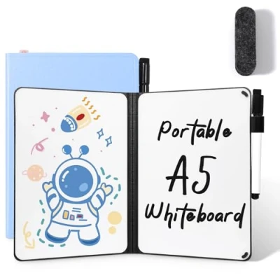Image of AGM A5 Mini Whiteboard, Double Sided Portable Dry Erase Board with Pen, for Study, Meeting,Doodling Blue