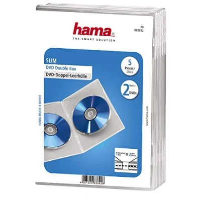 Image of Hama Slim Double DVD Case, Set of 5, Transparent
