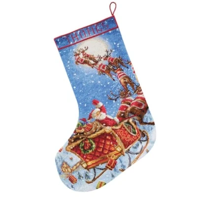Image of Letistitch Cross Stitch Set Christmas Stocking The Reindeer on Go Counted Pattern 38 x 25.5 cm