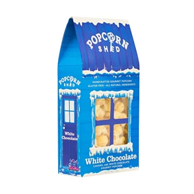 Image of Popcorn Shed White Chocolate Gourmet, Gift Box, Gluten Free, Natural, Vegetarian Movie Night Snack, 80 g, Blue