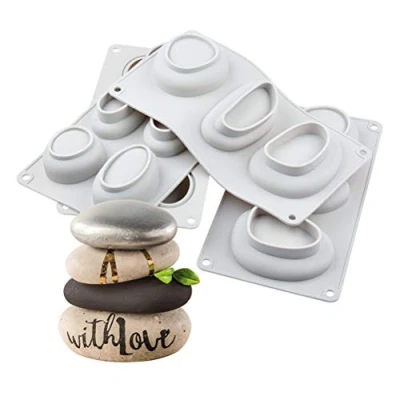 Image of Macabolo Cake Mould, 3D Cobblestone Shaped Silicone Baking Mould Pastry Fondant Chocolate Decoration Dessert Making Tool