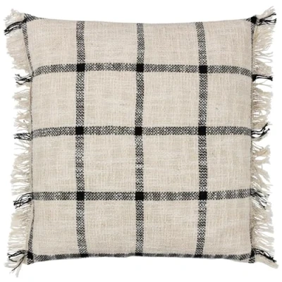 Image of Yard Beni Check Fringed Cushion Cover