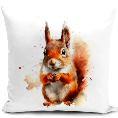 Image of HUASHUZI Cushion Cover Squirrel Gifts Decorations Throw Pillow Case Decor Home for Livingroom Couch Sofa 18&quot;x18&quot;(45x45cm)