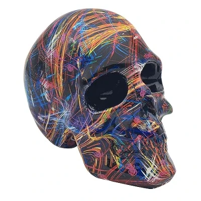 Image of Lesser &amp; Pavey Black Supernova Skull Large Splash Abstract Art Head Figurine Home Decoration
