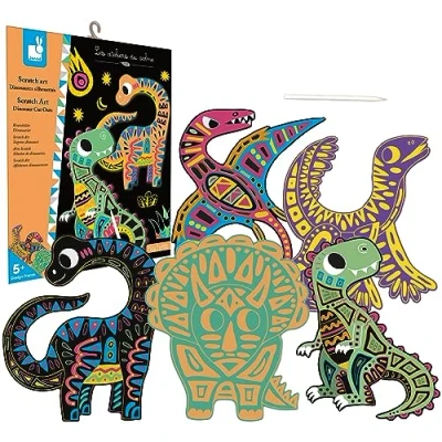 Image of Janod J07889 Dinosaur Cut Outs Scratch Art