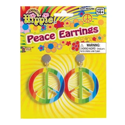 Image of Bristol Novelty BA986 Rainbow Hippie Ear Ring, Womens, One Size