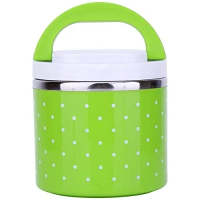 Image of yuyte 1 Layers Insulated Lunch Box, 600ml Thermal Thermos Box with Stainless Steel Insulation Hot Food Container (Green)