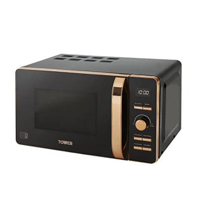 Image of Tower T24021 Digital Microwave with 60 Minute Timer and 8 Autocook Settings, 20L, 800W Black Rose Gold, pack 1