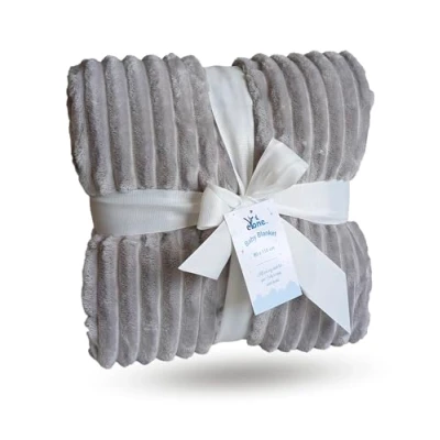 Image of eYone Boy or Girl Large Baby Sherpa Fleece Blanket for Nursery Cot, Car Seat, Pram (80 * 110 cm) (grey)