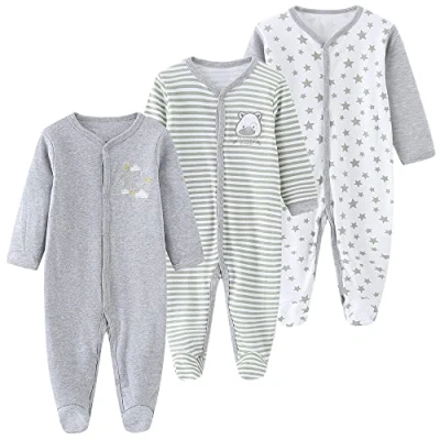Image of Unisex Baby Cotton Pajamas Newborn Clothes Footed Bodysuit Sleep and Play Boys Girls (COLOR4, 3 6 Months)