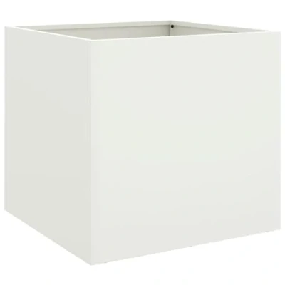 Image of vidaXL White Cold rolled Steel Rectangular Planter Indoor/Outdoor Garden, Patio, Balcony Decor Box 49x47x46 cm