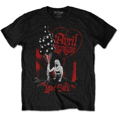 Image of Avril Lavigne Love Sux Balloons Official Tee T Shirt Mens Unisex (X Large) Black