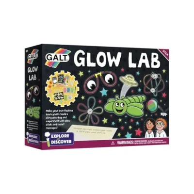 Image of Galt Glow Lab Explore and Discover Science Craft Kit for Kids STEM Learning Scientific Thinking in the Dark Set with Sticks Gift Boys Girls Ages 6 Years Plus
