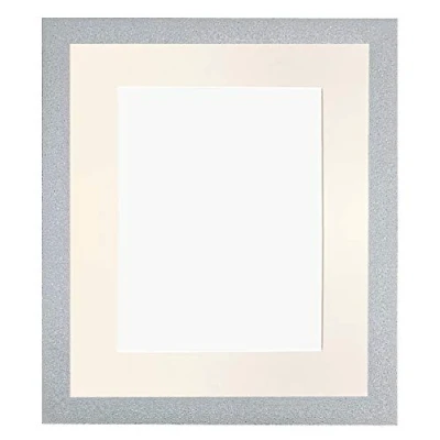 Image of FRAMES BY POST Glitz White Picture Photo Frame with Ivory Mount 16 x 12 Image Size 10 Inch Plastic Glass