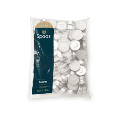 Image of Spaas Tealights Bag x100, 4.5 Hours, White , D 39 mm x H 13,5
