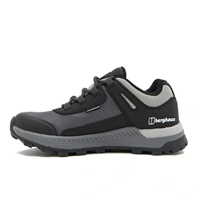 Image of Berghaus Kids’ Galactic Low Walking Shoe with High Traction Sole, Waterproof, Breathable, Lightweight (Grey, UK Footwear Size System, Big Kid, Numeric, Medium, 4)