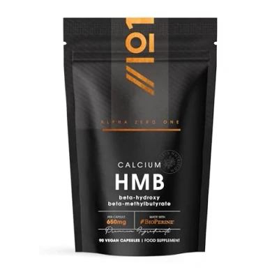 Image of HMB 1300mg with BioPerine® High Strength Calcium Beta Hydroxy Methylbutyrate Supplement 90 Vegan Capsules Resealable and Recyclable Pouch by Alpha01