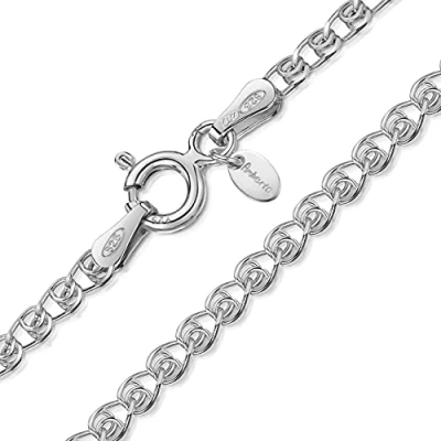 Image of 925 Sterling Silver 2.3 mm Heart Chain Necklace Size: 16 18 20 22 24 inch / 40 45 50 55 60 cm (20inch/50cm)