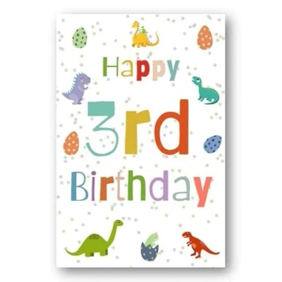 Image of Second Ave 3rd Birthday Age 3 Dinosaur Children&#039;s Kids Happy Card Greetings For Boys or Girls