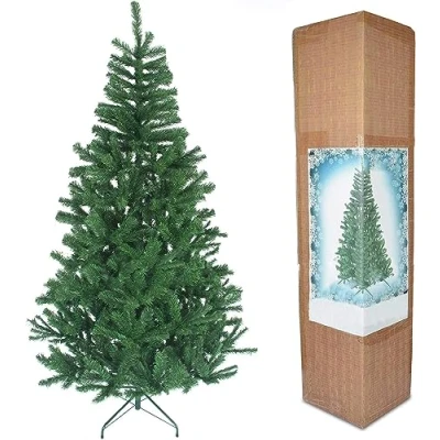 Image of SHATCHI Alaskan Pine Black/Green/White Christmas Bushy Looking Artificial Tree with Metal Stand Xmas Home Décor, PVC, 6Ft/180CM