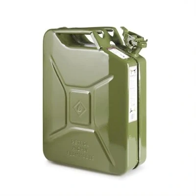 Image of Invopak 20 Litre Metal Jerry Can, UN Approved Can for Petrol, Diesel, Fuel in Green