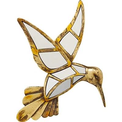 Image of Kare Design Wall Decoration Hummingbird Mirror, Gold, Handmade, Room Decor, Decorative Home Accesoires for Livning Room, Bedroom, Hallway, Gift Idea, 32x27x4 cm (H/W/D)