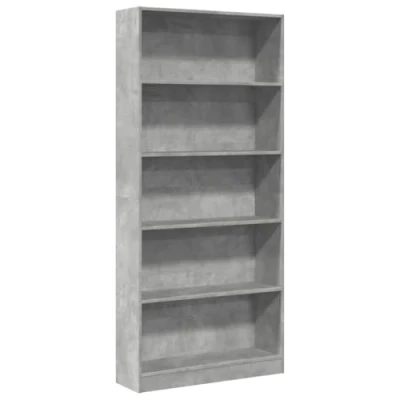 Image of vidaXL Bookcase Bookshelf Rack Storage Cabinet Concrete Grey Engineered Wood 80x24x176 cm Ideal for Living Room, Bedroom, Hallway