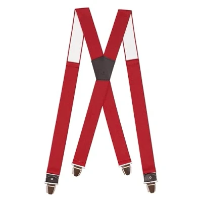 Image of Pierrot Wide Premium Men&#039;s Braces One Size Fits All, Adjustable Reinforced Elastic and Leather Finishes Heavy Duty Suspenders for Men Trousers with 4 Ultra Strong X Shaped Clips