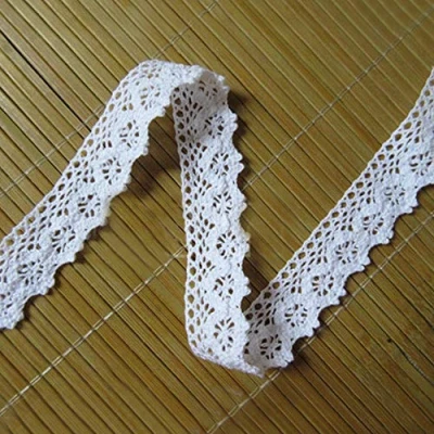 Image of 5 Meters Cotton Crochet Lace Edge Trim Ribbon 2.5 cm Width Vintage White Edging Trimmings Fabric Embroidered Applique Sewing Craft Wedding Dress Embellishment DIY Cards Decor Clothes Hats Embroidery