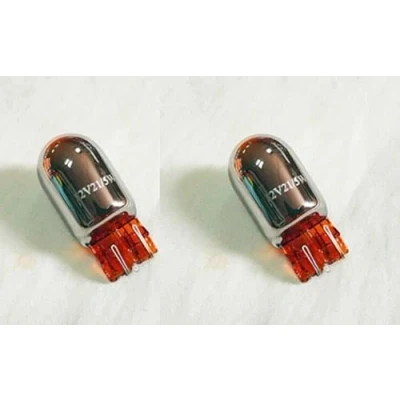 Image of MSA 2 x T20 Chrome DRL/Daytime Running Light/Sidelight W21/5W 580 7443 Amber Glass Car Bulbs