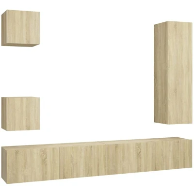 Image of vidaXL 5 Piece TV Cabinet Set Sonoma Oak Engineered Wood