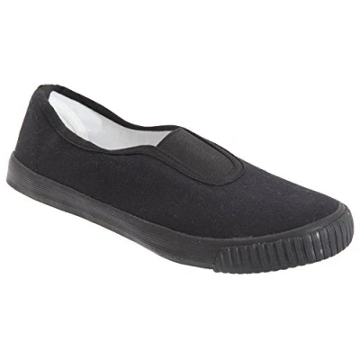 Image of Dek Kids Unisex Junior Gusset Canvas Natural Rubber Plimsolls (10 UK Junior) (Black)