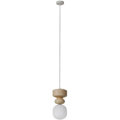 Image of Lucande pendant light Fidelo, white/yellow, glass, ceramic, 18 cm