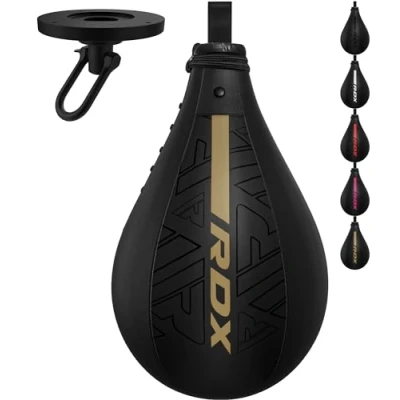 Image of RDX Speed Bag Boxing Ball and Swivel Set, Maya Hide Leather Dodge Striking Mount Kit with Additional Bladder, MMA Muay Thai Punching Workout Kicking Martial Arts Training Home Gym Exercise Speedball