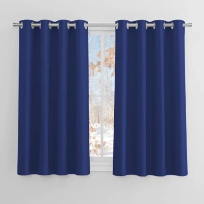 Image of PONY DANCE Bedroom Curtains Blackout Nursery Small Eyelet for Window Treatment Room Darken Kitchen, 52 x 54 inch, Blue, 2 Panels