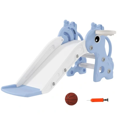 Image of Aiyaplay 3 in 1 Kids Slide with Climber, Basketball Hoop and Ball, Blue