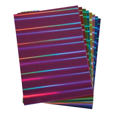 Image of Rayher Holographic Paper for Card Making and Scrapbooking, A4 Craft Paper, Set of 8 Sheets with Hologram Finish, 250gms, 21x29.7cm, 67301999