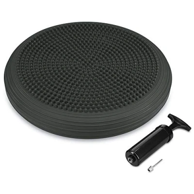 Image of Navaris Air Stability Wobble Cushion Inflated Exercise Fitness Balance Disc Wiggle Seat for Home, Office, Classroom Includes Hand Pump