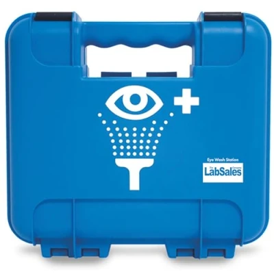 Image of I Wash Double Emergency Eye First Aid Kit Station with Two Sterile 500ml Saline Bottles, and Pads in Strong Wall Mounted Box for Workplace Businesses