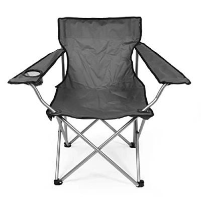 Image of ASAB Folding Beach Chair Lightweight Camping for Adults Comfortable Backrest Cup Holder Outdoor Garden Fishing Comfy Fold up Deck Portable Holds to 100kg (Slate Grey)