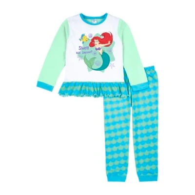 Image of Disney Little Mermaid Pyjamas for Girls Ariel Pjs With Frilly Waist Costume Kids Official Gift Present Merchandise 9 10 Years Green
