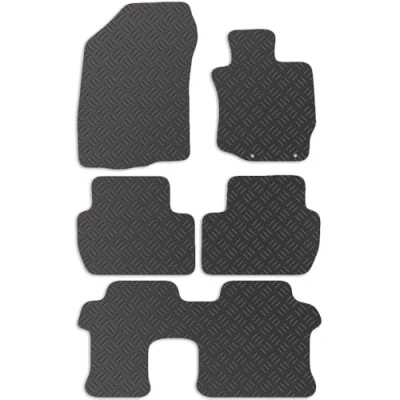 Image of Carsio Rubber Car Mats For Mitsubishi Outlander 2013+ Auto 7 seat Tailored Fit Floor Mat Set Complete Accessory Black Custom Fitted All Weather &amp; Heavy Duty, Anti Slip Backing with Clips