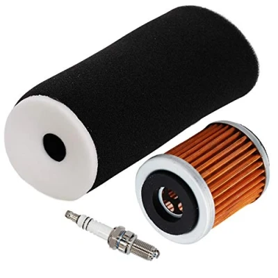 Image of Carkio Air Filter Element Cleaner with Oil Spark Plug Kit for Yamaha Raptor 350 YFM350 YFM350R, Warrior YFM350X, Wolverine YFM350FX, Big Bear YFM350FW Replace 1UY 14451 00 1UY134400100