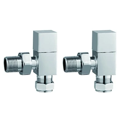Image of Keenware KRA 004 Square Angle Radiator &amp; Towel Rail Valve, Chrome