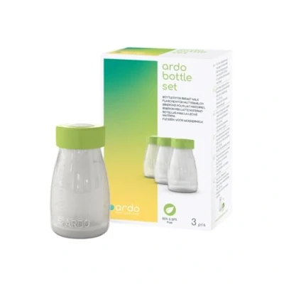 Image of Ardo Breast Milk Bottle Set. 3 x 150ml BPA Free Storage Bottles For Breastmilk. Reusable Fridge &amp; Freezer. Graduated Measure With Lids Breastfeeding (3 Set)