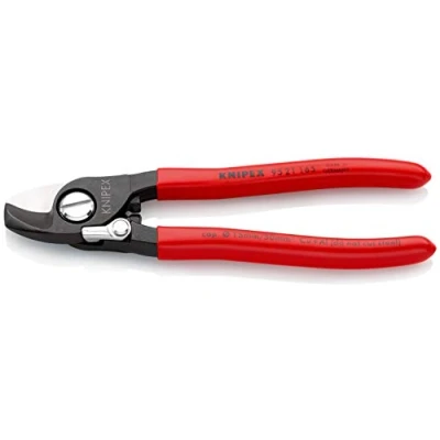 Image of Knipex Cable Shears with opening spring burnished, plastic coated 165 mm (self service card/blister) 95 21 SB