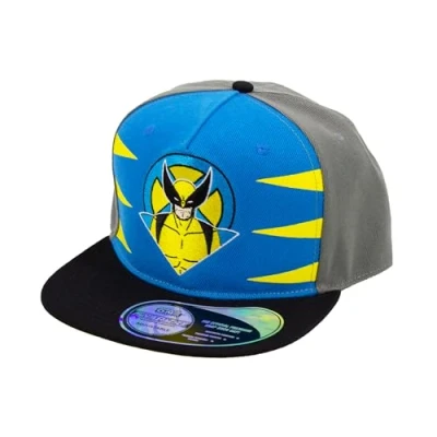 Image of Marvel X Men Baseball Hat, Wolverine Adjustable Flat Brim Snapback Blue, One size